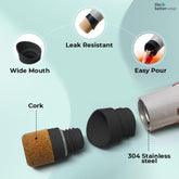 The Better Home Insulated Water Bottle for Kids Office 750ml | Thermos Flask Stainless Steel Water Bottle for Boys Girls Adults | 18 Hrs Hot Double Wall Insulation with Cork Cap Pack of 3